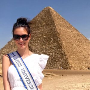 The universe Miss is visitng Egypt Giza Pyramids